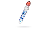Sexus Glass Dildo With Knobs 20cm Blue & Red Glass Sex Toys